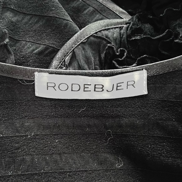 Vintage Rodebjer Black Ruffle Open Front Cardigan Size S Small - Picture 3 of 8